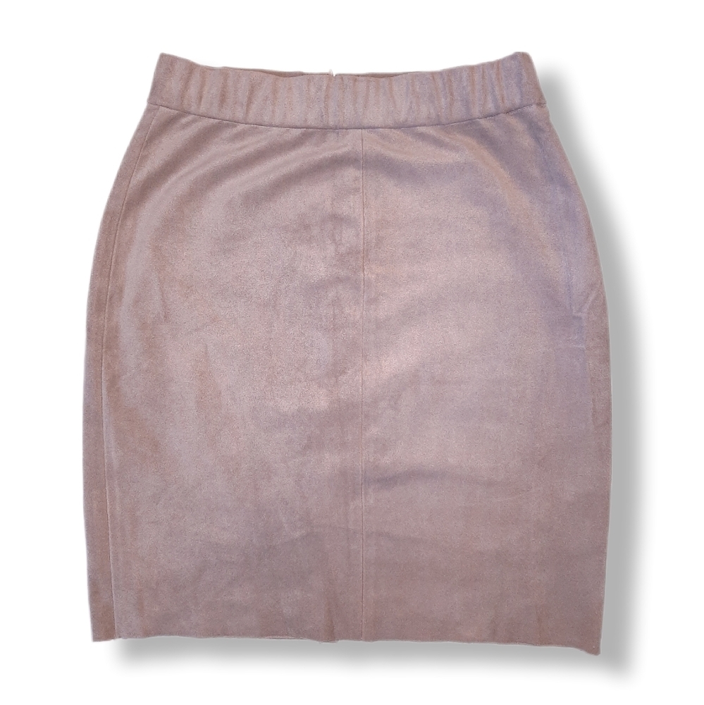 Wilfred Free Faux Suede Leather Mini Skirt Raw Hem Taupe Tan Bodycon Size 2